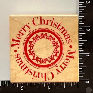 Merry Christmas Circle LE802 Rubber Stamp HAMPTON ART DANIELLE JOHNSON LIMITED